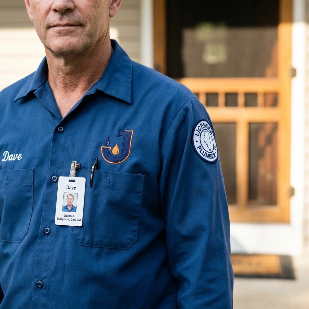 Licensed plumber showing ID badge in Lukachukai, AZ