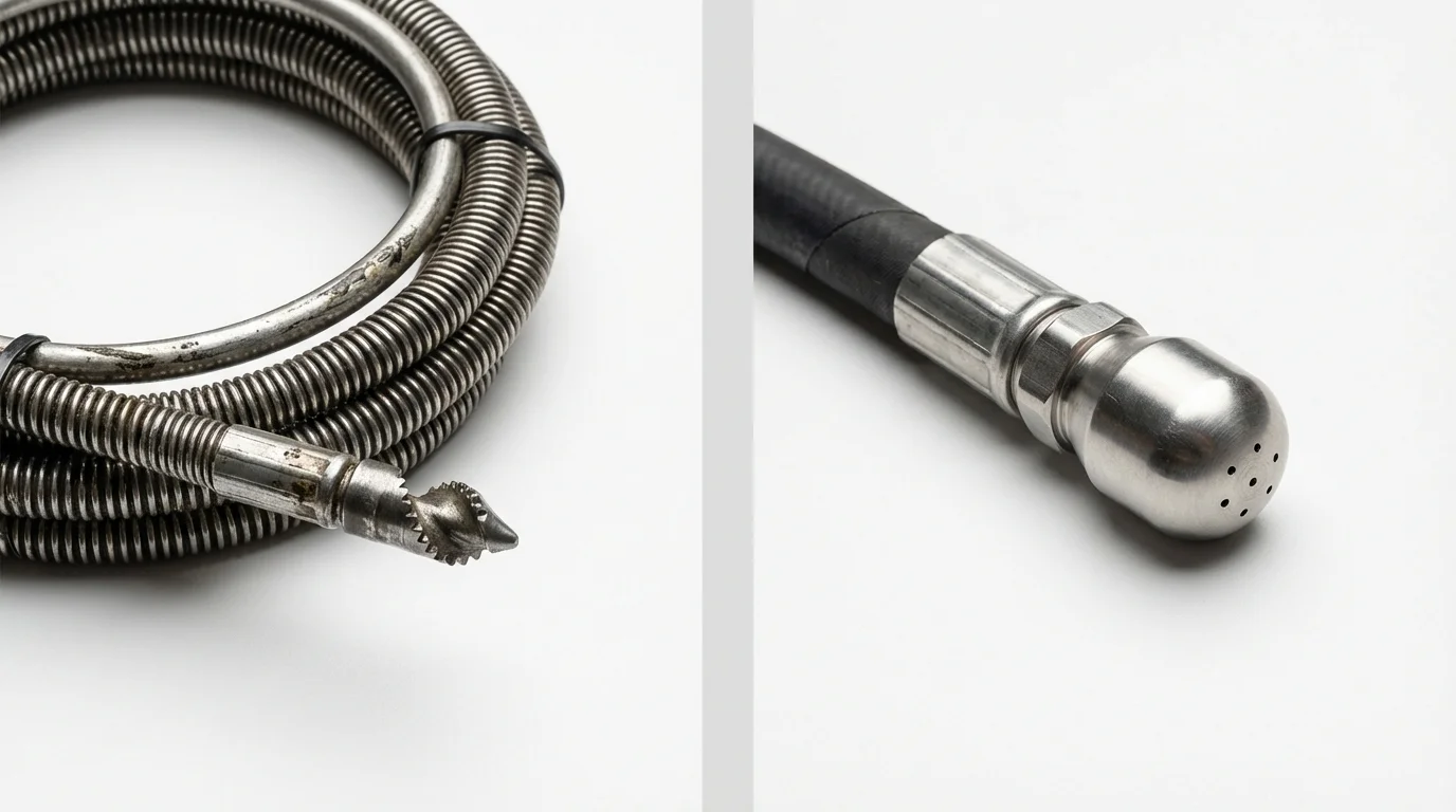 Drain snake cable and hydro jetting nozzle used for drain cleaning in Lukachukai, AZ