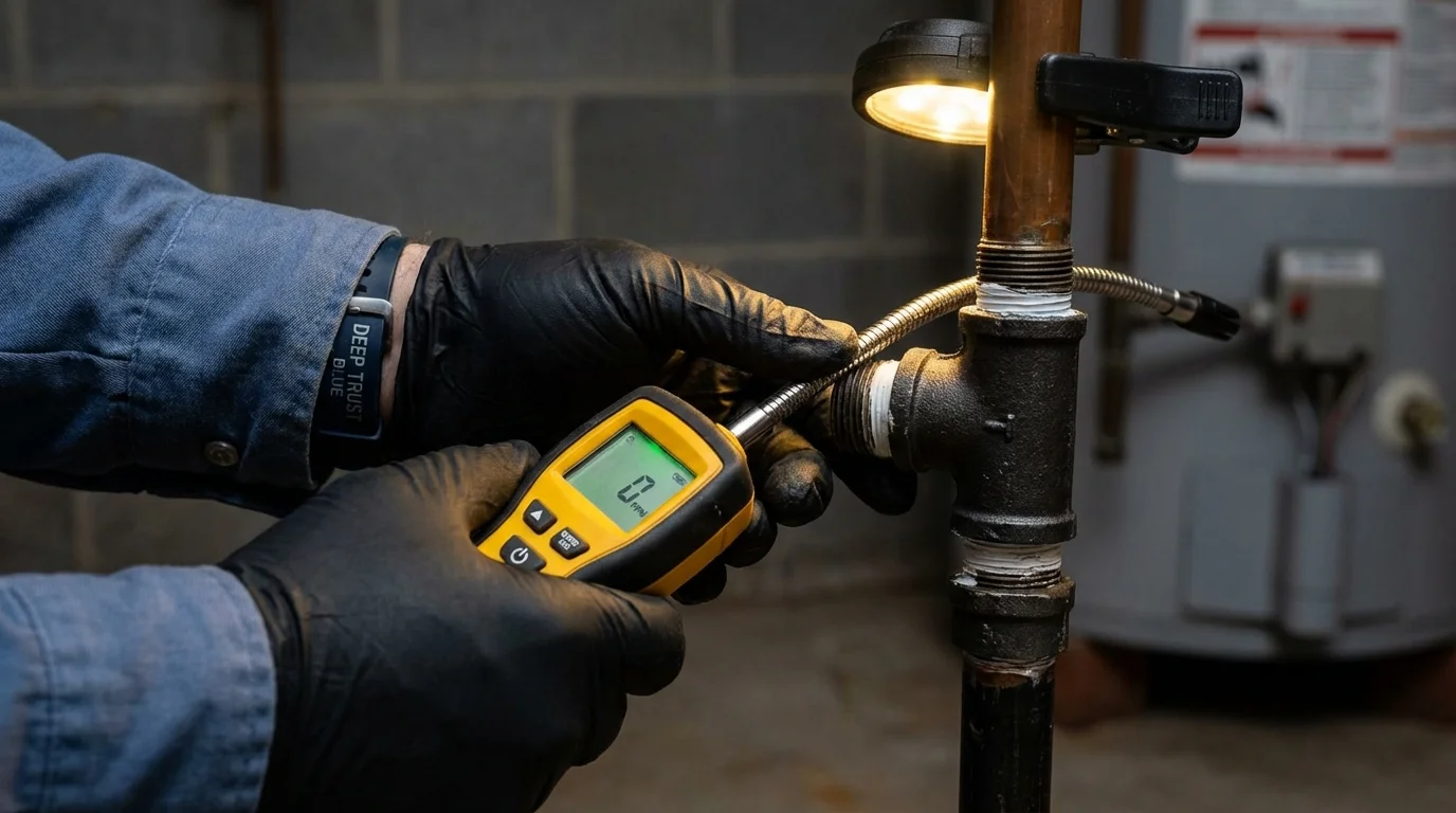 Gas leak detection with electronic sniffer by Johns Plumbing LLC in Lukachukai
