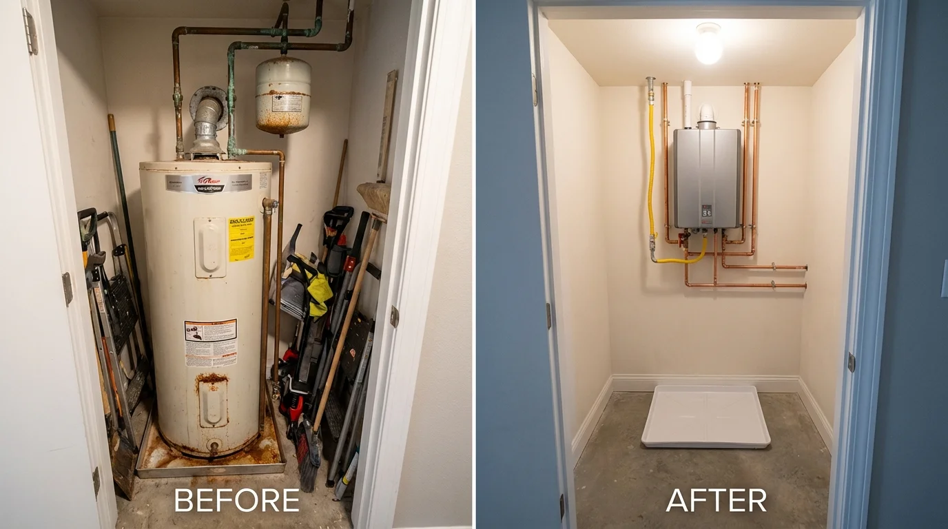 Tank water heater versus wall-mounted tankless unit comparison for Lukachukai, AZ homeowners